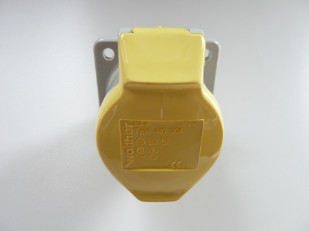 110V PANEL SOCKET 16AMP YELLOW WALTHER